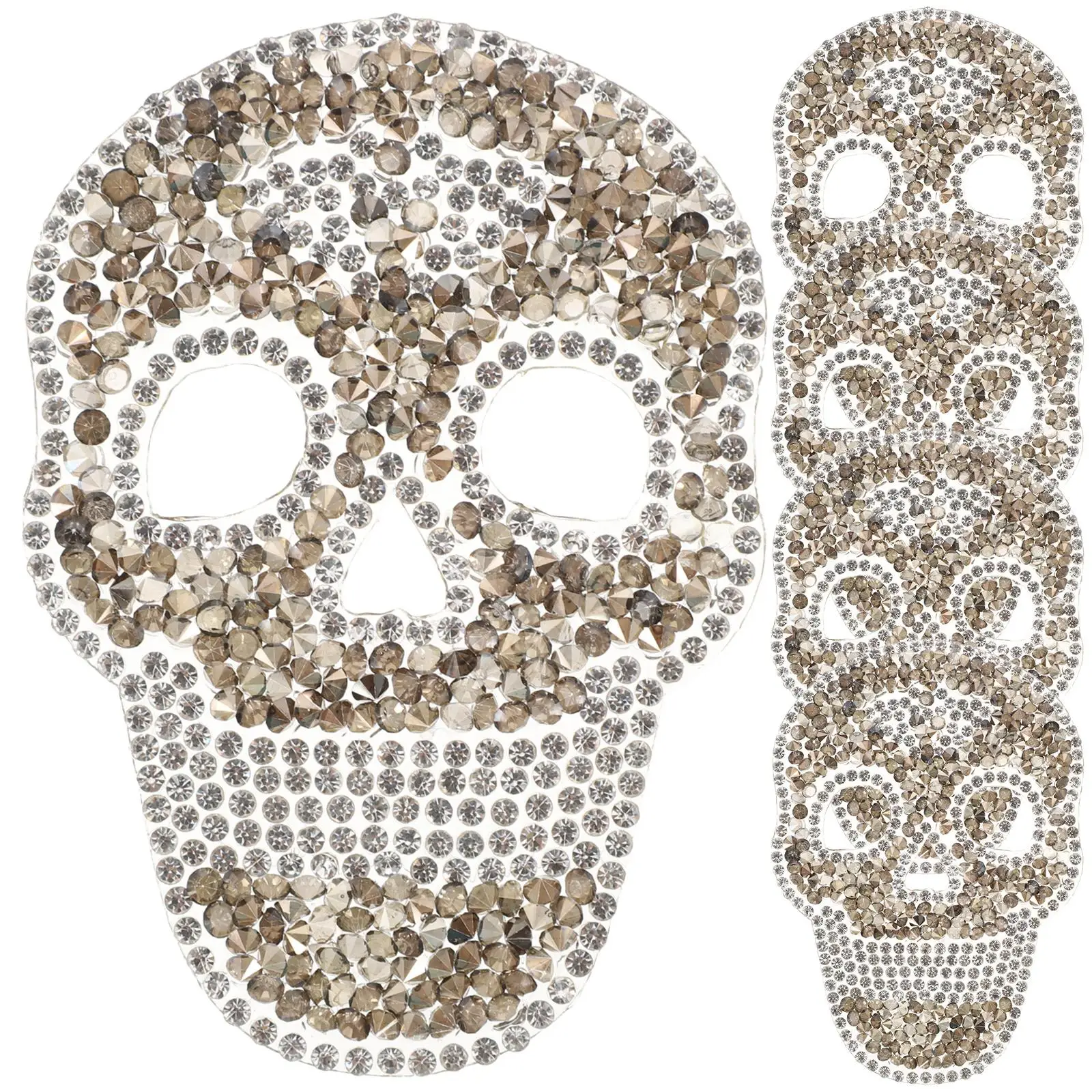 

5 Pcs Hot Drill Patch Back Embroidered Patches Sew Number Jean Skull Embellishment Has Hat