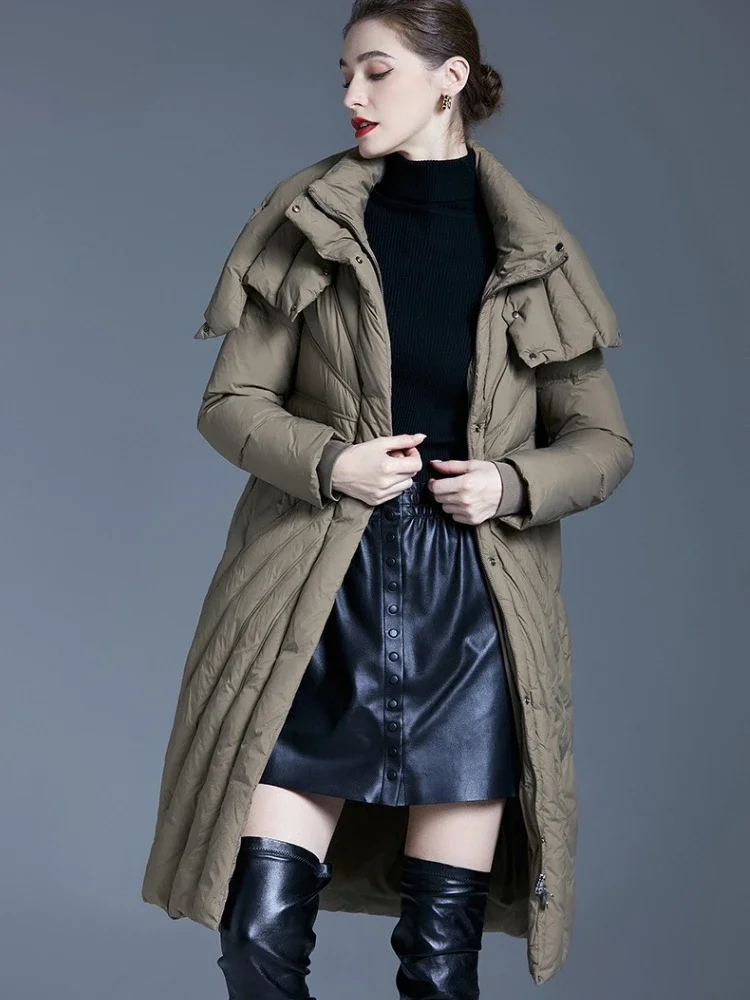 المرأة الشتاء الفاخرة عالية الجودة سليم مبطن أسفل سترة دافئة سترة منفوخة طويلة الأكمام مقنعين يندبروف معاطف تصميم الملابس #5