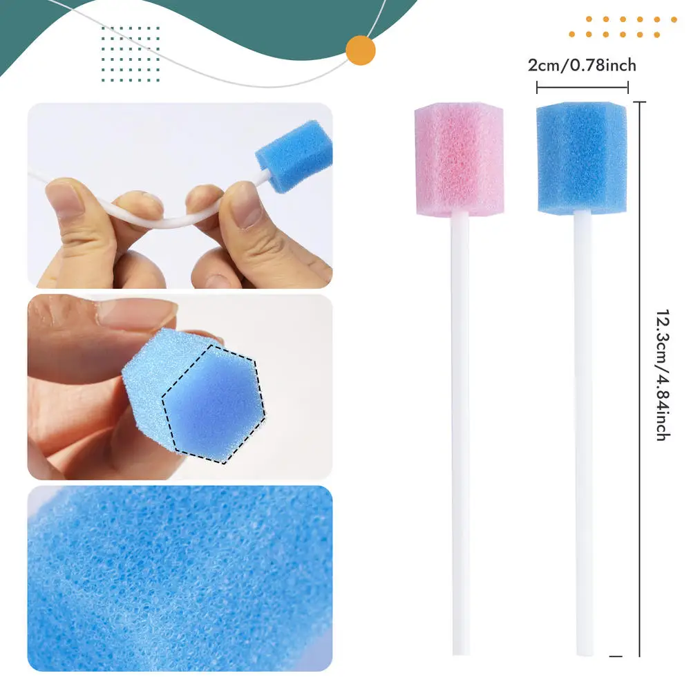 100PCS/Bag 13.5cm Oral Care Swab Mouth Disposable Sponge Head Dental Swabstick Oral Medical Use Oral Care For Mouth CleaningTool