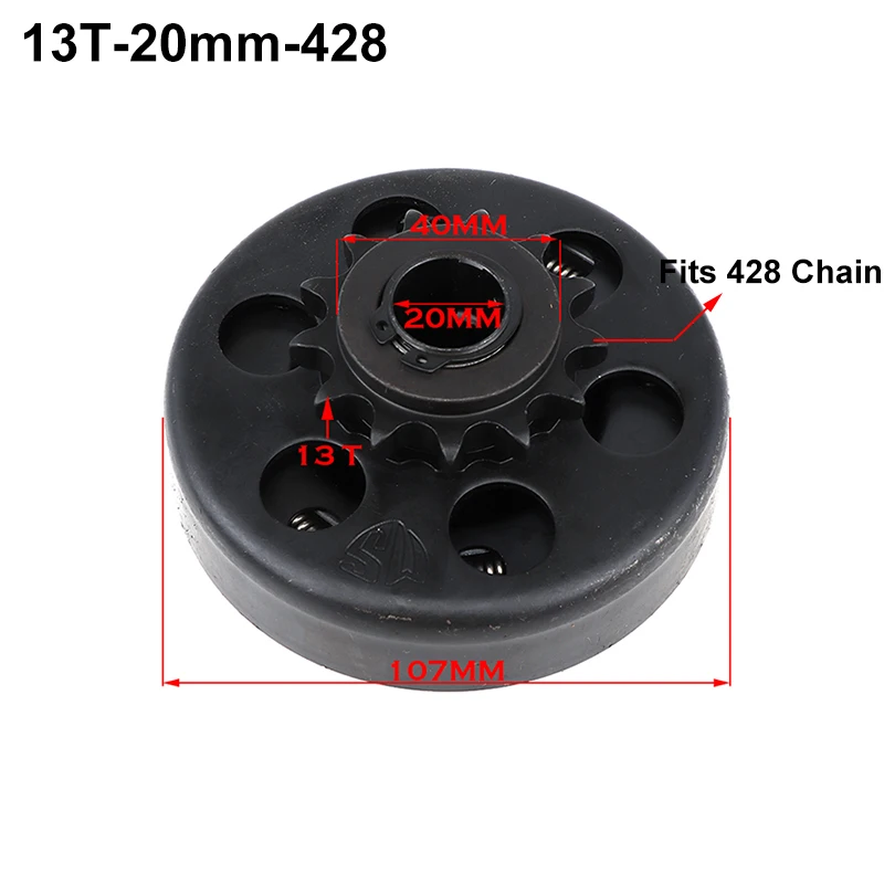 Embreagem Automática Centrífuga para Motor Kart Minibike, Acessórios ATV, 10, 11, 12, 13, 14 Dente, Corrente 420/35 #, 16mm, 19mm, 20mm, 25.4mm