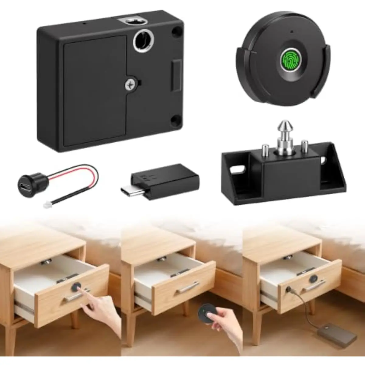 Fingerprint Remote Control Cabinet Lock, Child Safety Lock No APP No Drill
