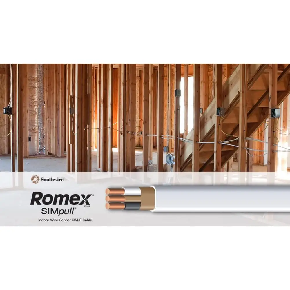 100ft Romex Brand Simpull Solid Indoor 14/2 W/G NMB Cable Coil Copper Building Wire Residential Wiring Solution