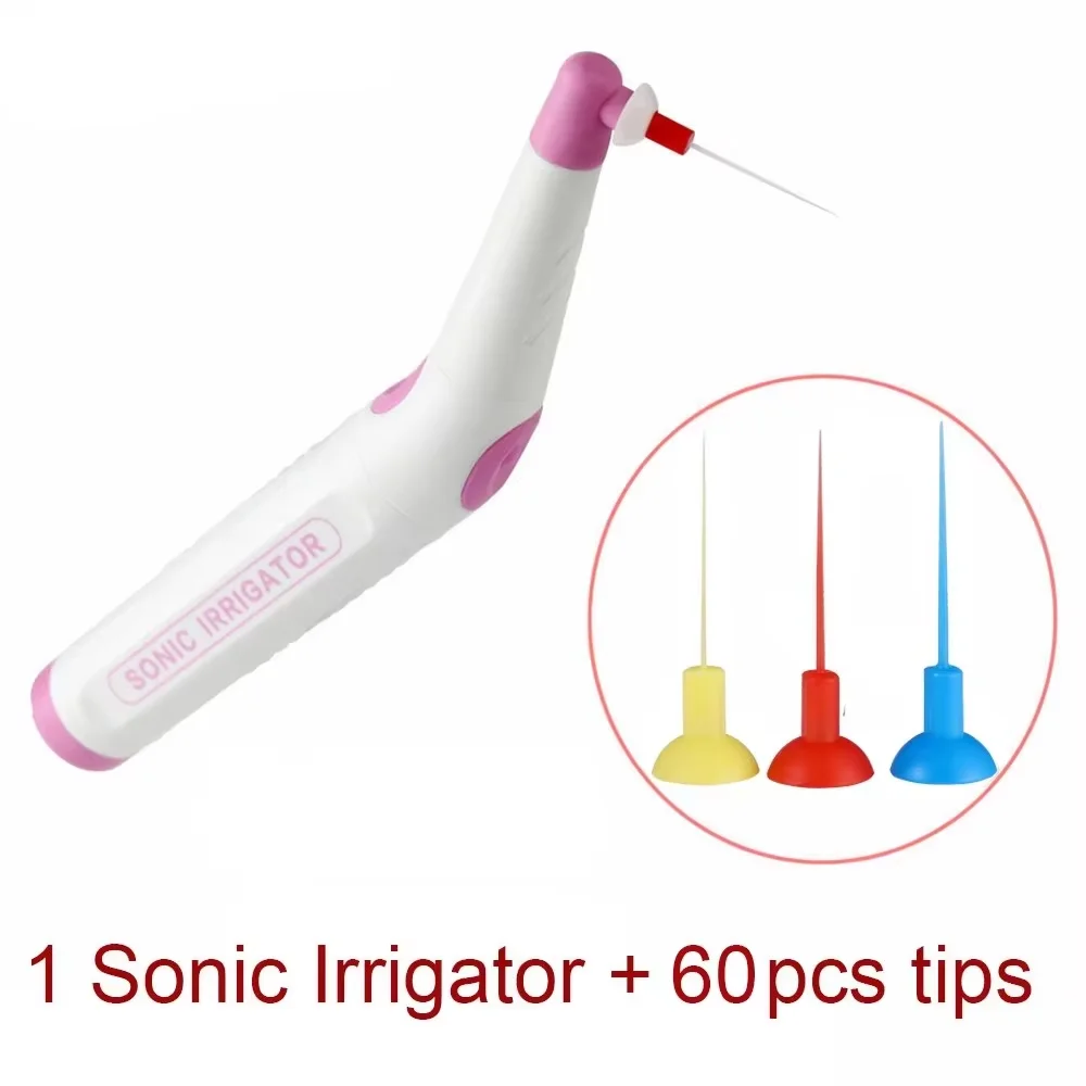 Endodontic Sonic Irrigator with 60 Tips Dental Vibration Cleaning Instrument for Root Canal Therapy