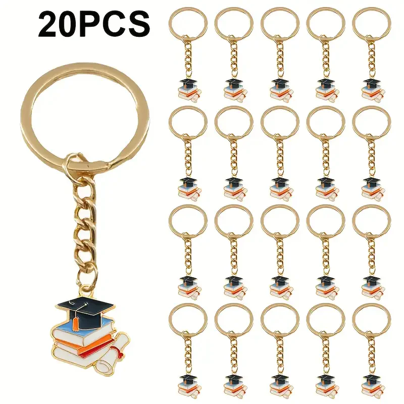 Abschluss-Schlüsselanhänger 5 Stile Bachelor-Mütze Diplom Buch 20 Stück Legierung Emaille Großpackung Abschluss-Geschenke Souvenir-Geschenk – Detail 10