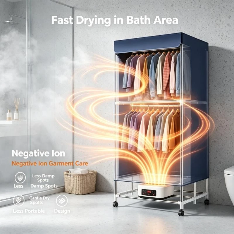 Foldable Clothes Dryer Machine Large Capacity Portable Mini Garment Dryer with Negative Ion Fast Drying for Home Dorm Baby Use