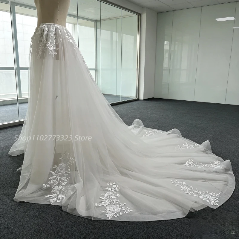 White/Ivory Removable Skirt Wedding Tail Skirt, Wedding Lace Stickers Tail Skirt Customizable Size Wedding Tail Skirt