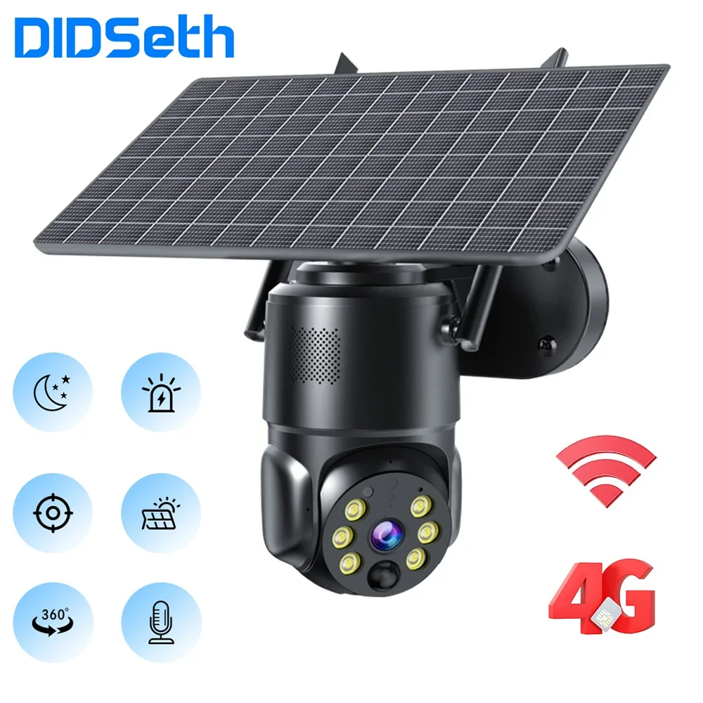 DIDseth 4K 4G Black Light PTZ Solar Camera 4G-SIM Card Battery WiFi  Surveillance Security Protection Outdoor CCTV Cam