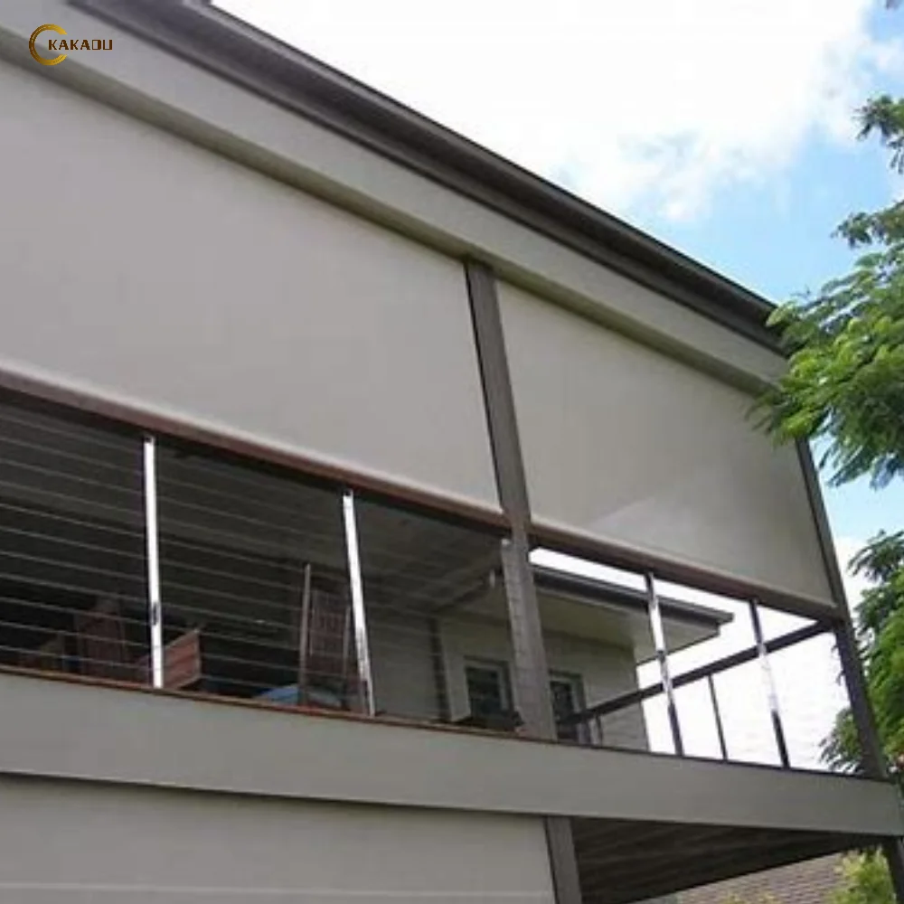 KAKADU Custom Windproof and Waterproof Motorized Outdoor Roller Blinds Wholesale Zip Track Outdoor Blinds Shade