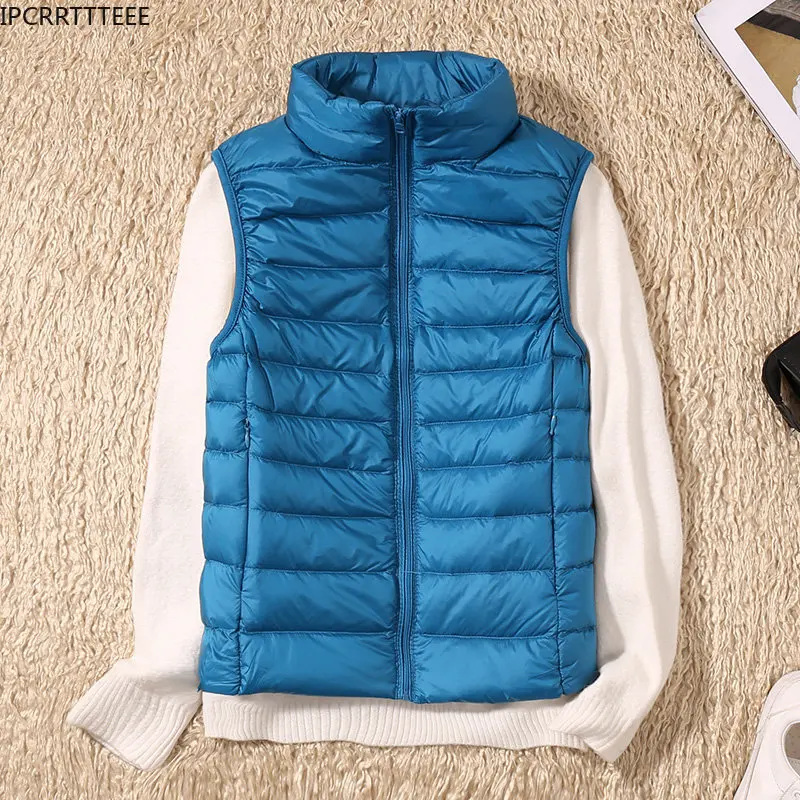 New 2023 Women Women Ultra Light Down Vests Slim Sleeveless Jacket Portable Girl Lightweight Windproof Waistcoat