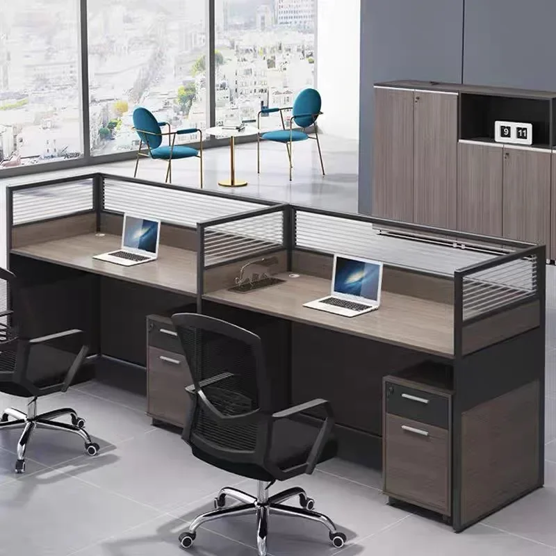 Office desk and chair combination, screen staff seat, simple and modern card seat, four 4/6 people