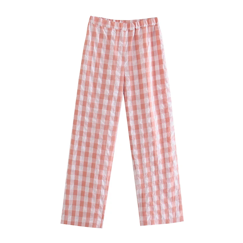 SIYANG Women Fashion Plaid Pants Female Elastic Waist Pants Ladies Casual Trousers