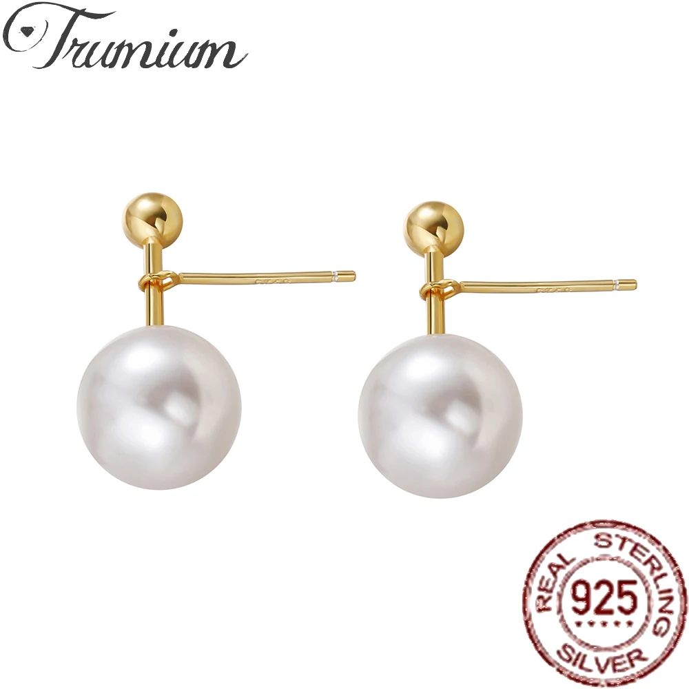 

Trumium 925 Sterling Silver Pearl Earrings for Women Simple Temperament Retro Female Jewelry Accessories Birthday Gifts
