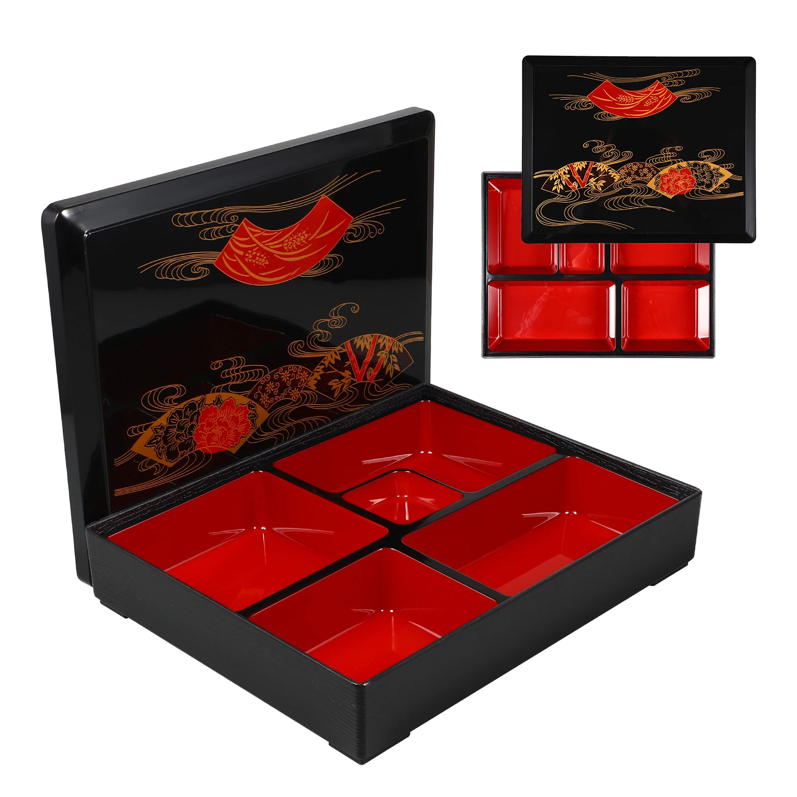 

1 pc Medium Size Bento Box 5-Grid Stackable Lunch Container Japanese Style Sushi Meal Prep Snack Box For Office School Travel