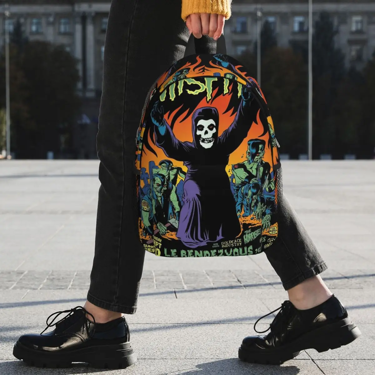 Zaino Heavy Metal Misfits Skull Studente Ragazzi Ragazze BookBag Borsa da scuola per bambini Borse a tracolla per computer per uomo Donna