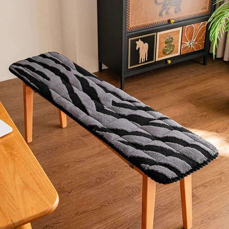 

Zebra Stripe Pattern Plush Bench Cushion Winter Long Bench Seat Pad Sofa Chair Seat Cushion Home Decor Bay Window Pad