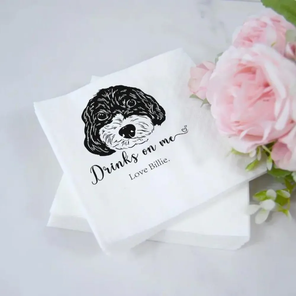 Custom Personalized Wedding Napkins, Elegant Modern Serviettes, Simple Minimalist Cocktail, Luncheon,  Elegant Bar Napkin, Party