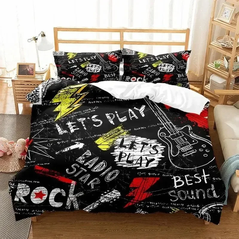 Fashion Cartoon Graffiti Bedding Set For Bedroom Soft Modern Bedspreads Comefortable Kids Duvet Cover Quilt Cover And Pillowcase