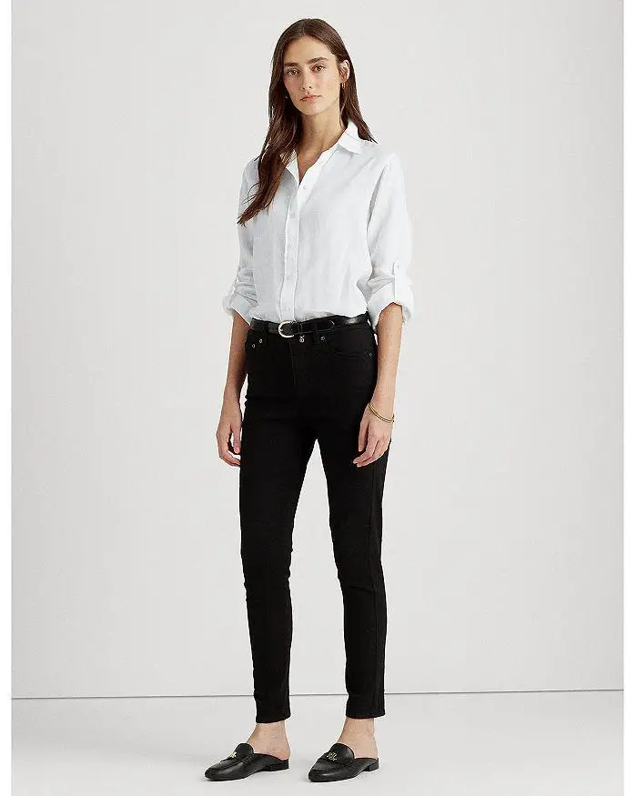 رالف لورين | قميص كتان بأكمام طويلة وياقة وأزرار سفلية، عادي وصغير الحجم #2