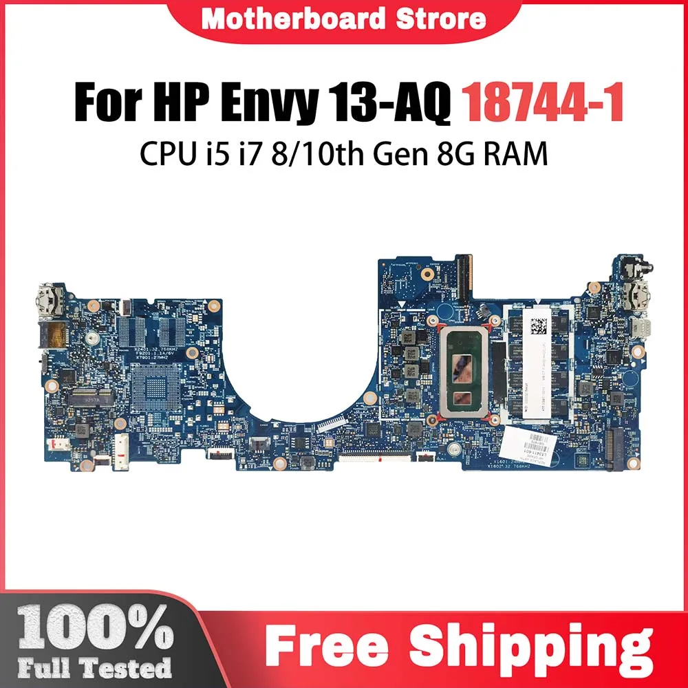 

18744-1 Laptop Motherboard For HP 13-AQ L53413-601 L53411-601 Notebook Mainboard i5 i7 i8 10th Gen 8G RAM Full Tested