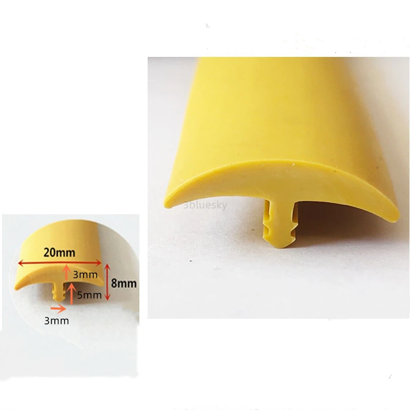 

Rubber T Strip Glass Metal Wood Panel Edge Encloser Shield Car Cable Cover Solar Photovoltaic Panels Sealing Strip 20x8mm Yellow