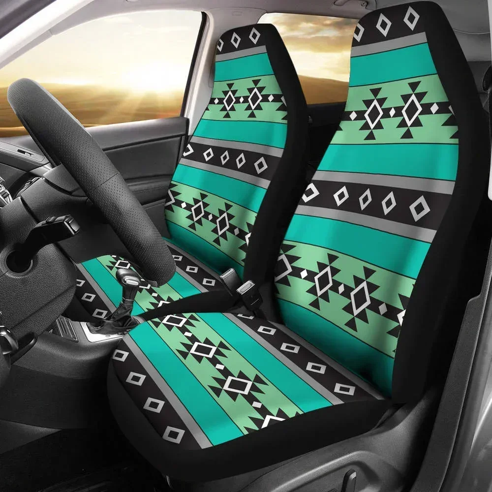 

Funda Para Asiento Coche Bohemio Con Patrón Étnico Azteca Abstracto Ver, Azul Y Gris, Paquete 2, Fundas Protectoras Unive