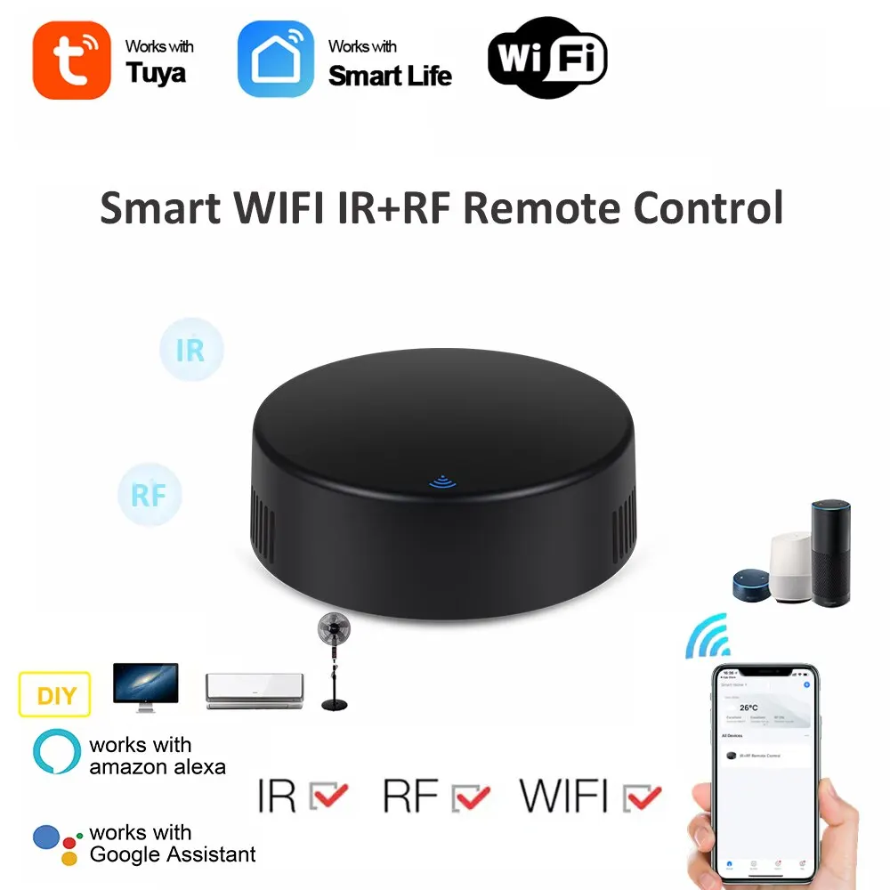 Tuya WiFi IR RF 433Mhz Remote Control Universal Infrared Remote Controller for TV Air Conditioner Voice APP Alexa Google Home