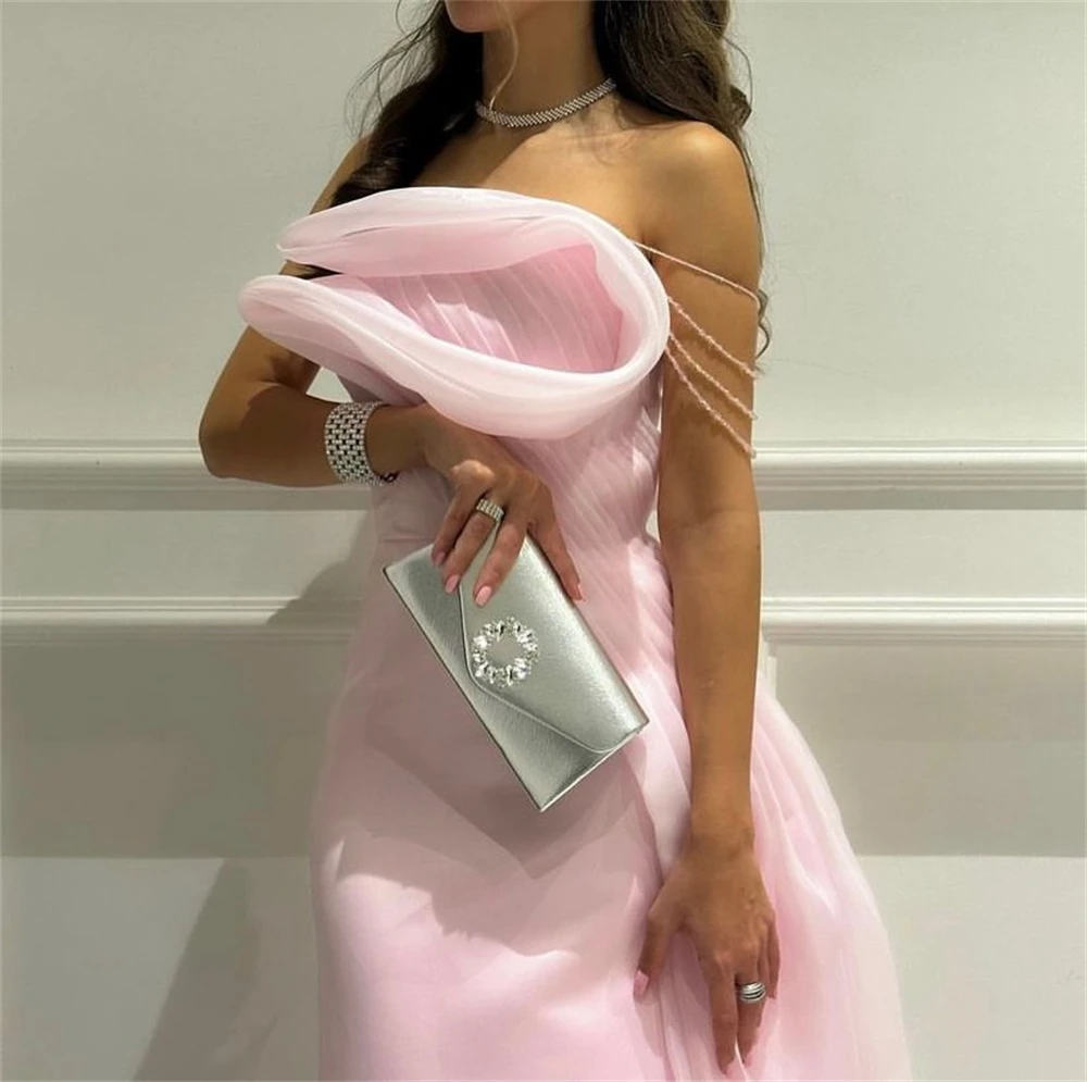 Customized Prom Dresses Elegant Off-the-shoulder Sheath Cocktail  Fold Draped S Occasion Evening Gown فساتين كوكت вечернее плать