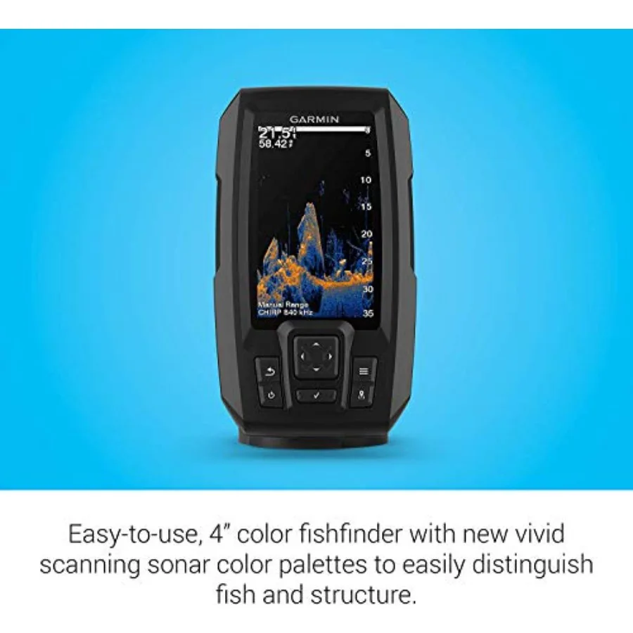 حزمة Garmin Striker Vivid 4cv مع محول طاقة وغطاء واقي 4 بوصة لون Fishfinder مع لون السونار المسح الزاهي Pa #4
