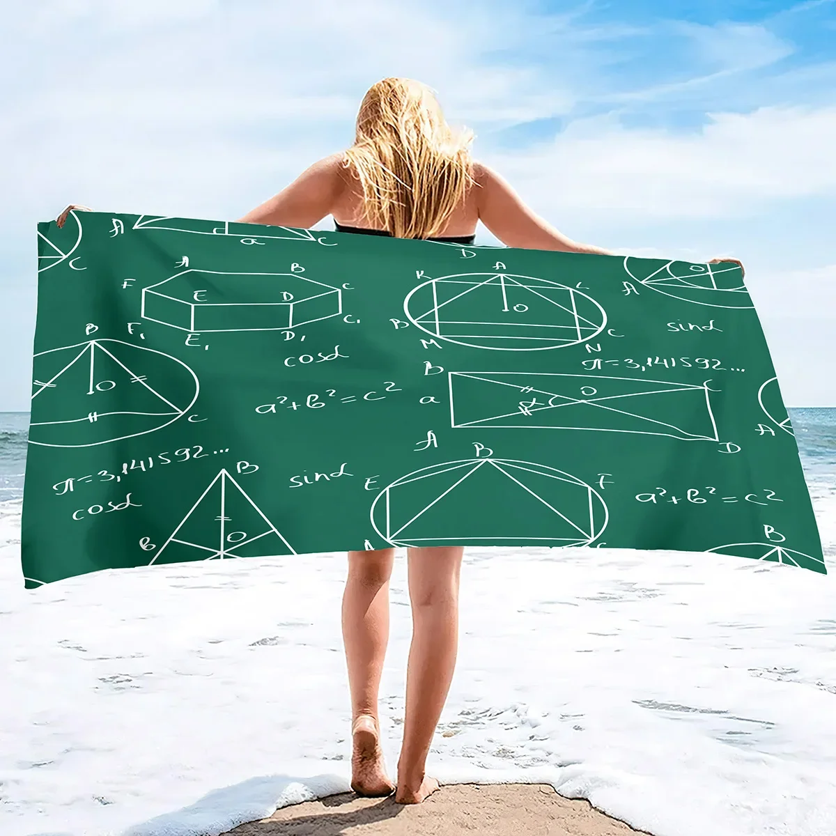 Beach Towel Quick Dry Sand Free Super Absorbent Oversized Lightweight Large Towels Blanket Mathematical Formulas for Travel Swim