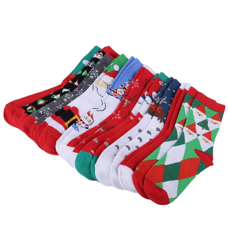 Festive Christmas Socks Bundle with Fun Cartoon Designs Cozy Winter Accessories Set of 10 Pairs for Holiday Cheer