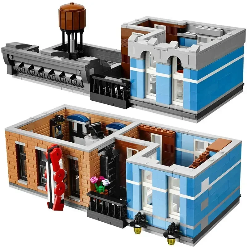 2262PCS Detective\'s Office With LED Light City Street View Modular Model Building Blocks Bricks Compatible 10246 Kids Toys Gifts