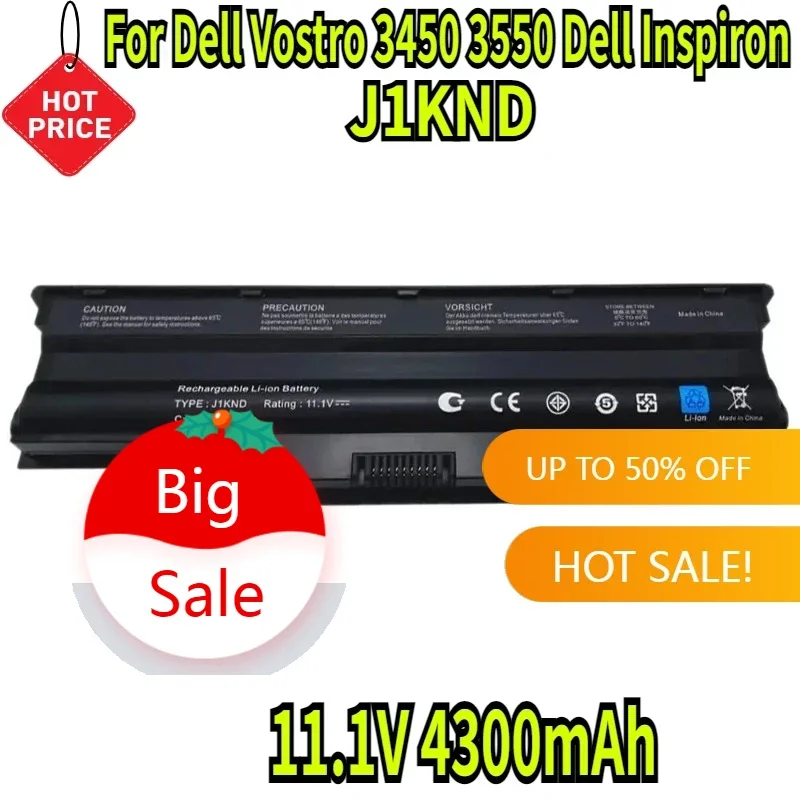 11.1V 4300mAh J1KND Battery For Dell Vostro 3450 3550 Dell Inspiron 13R N3010 N3110 14R N4010 N4050 15R N5010 N5110 17R N7010