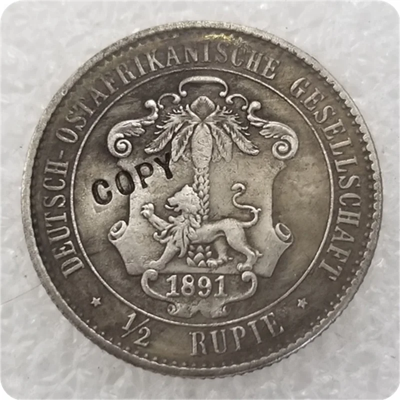 نسخة أصلية من عملة روبي ويلهيلم الثانية لعام 1891 لشرق أفريقيا الألماني 1/2
