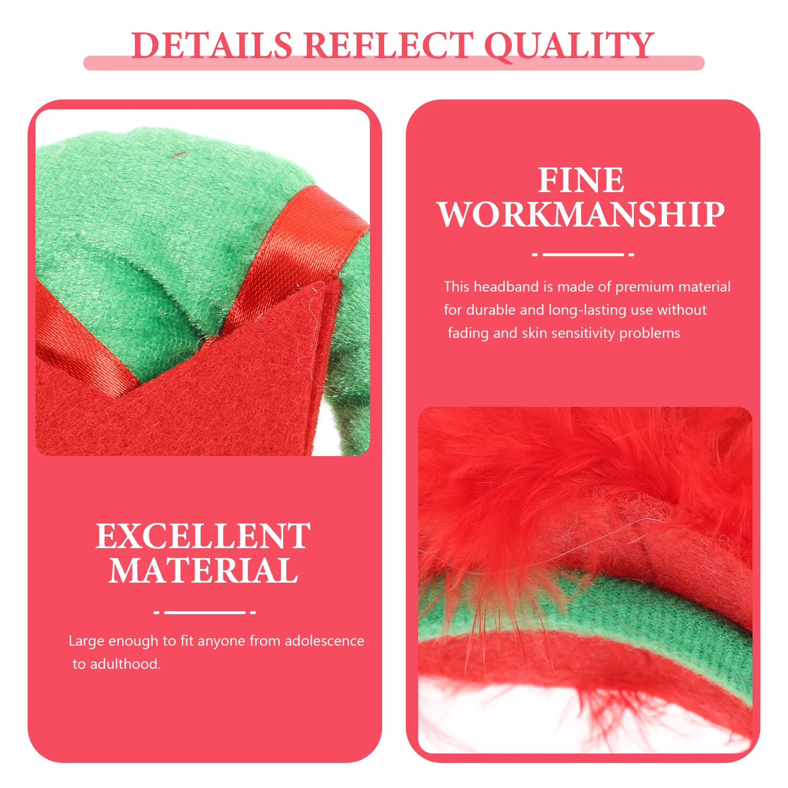 

Christmas Headband Large Fit For Women Girls Holiday Party Costume Cosplay Hair Accessory Fade Resistant Skin Friendly