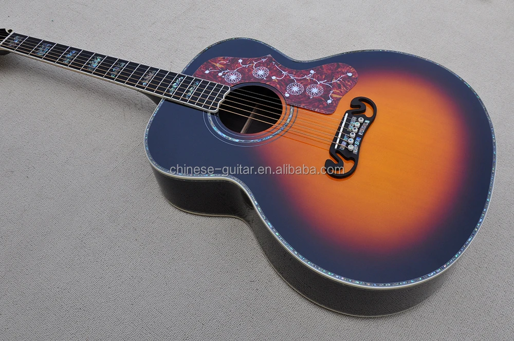 Flyoung Tobacco Sunburst 43 Inches Acoustic Guitar SJ200 Model ALL SOlid Guitar