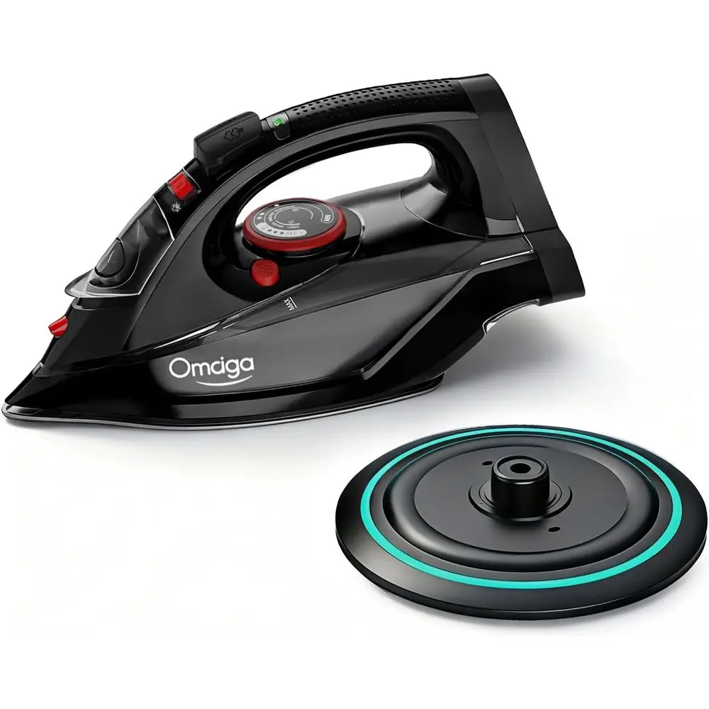

1500W Steam Iron with Ceramic Soleplate, Auto-Off, Self-Clean, Anti-Calc, 3 Temp Settings, 11.84oz Tank for Ironing Clothes at H