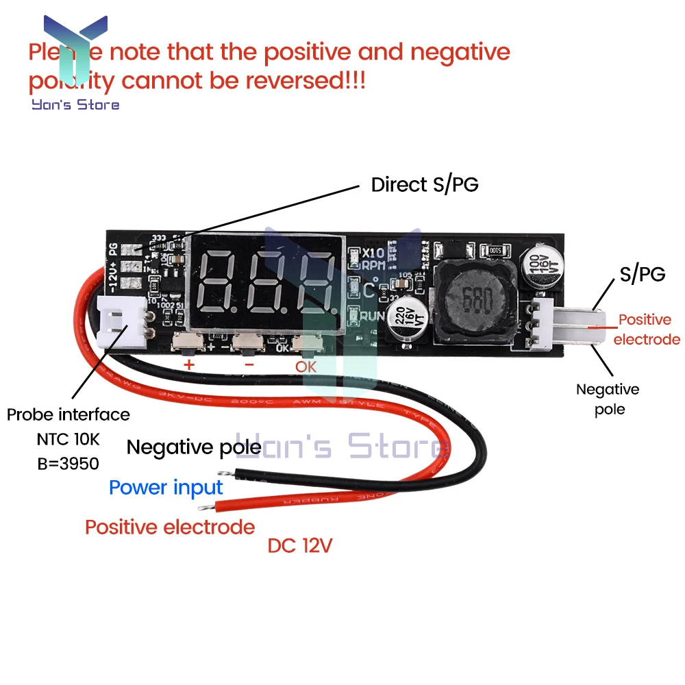 DC 12V PWM Speed Controller Fan Speed governor 2/3 Wire Computer Temperature control Switch for PC CPU Cooler Fan