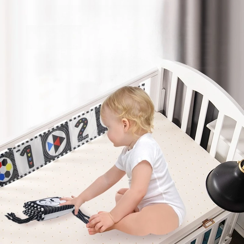 Sensorisches Stoffbuch, kontrastierendes Babyspielzeug, 0–12 Monate, Neugeborene, Krippenspielzeug, schwarz-weiße Tierstoffbücher, Montessori-Babybuch