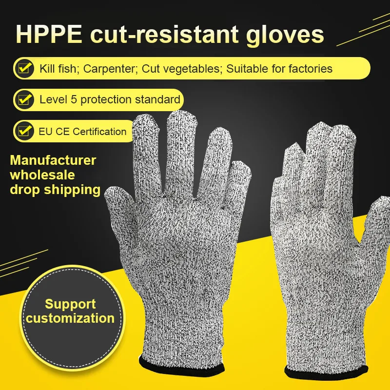 

Level 5 Cut Proof Gloves HPPE Material Lightweight & Breathable Anti-Scratch for Glass Handling Food Industry Multi-Purpose