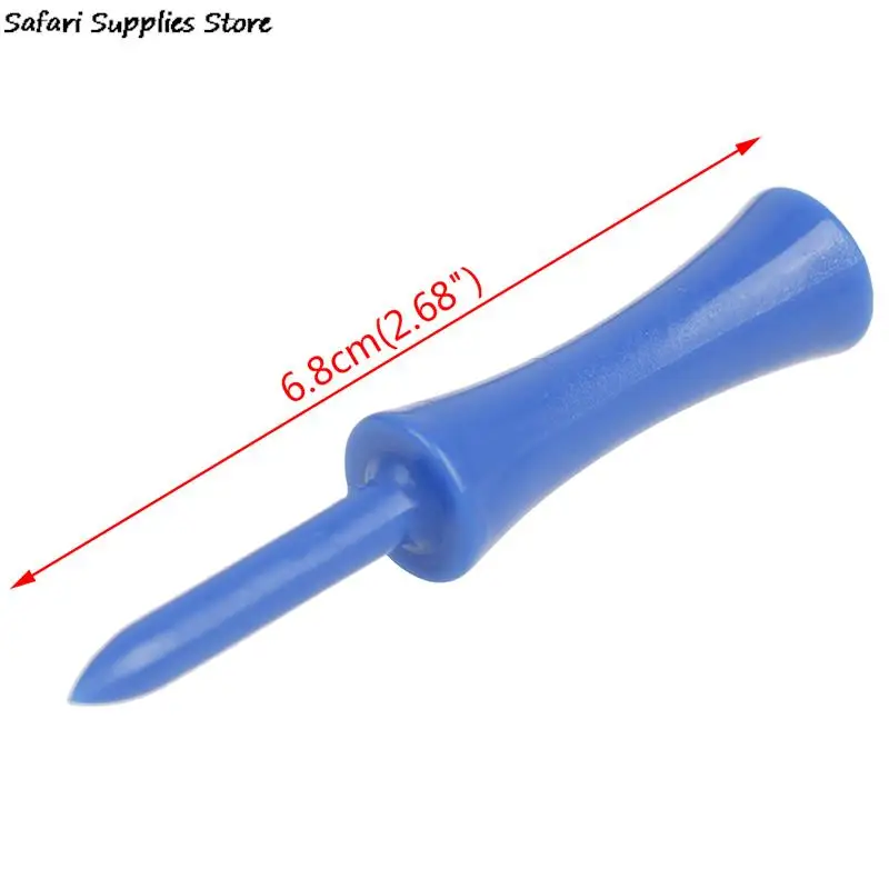 50Pcs/lot Plastic Golf Tees 68mm Durable Rubber Cushion Top Golf Tee Blue Color