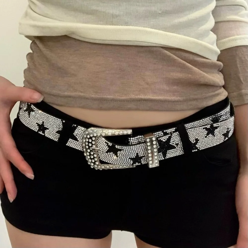 

Fashion Y2K Five-Pointed Star Belt Strap Buckle Punk Shiny Star Waistband Vintage Exaggerated Jeans Decor Waist Accessories