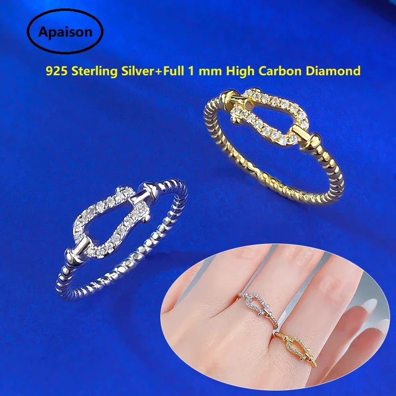 

Apaison Full High Carbon Diamond Irregular Rings for Women Wedding Party Gold Plated Fine Jewelry Gift