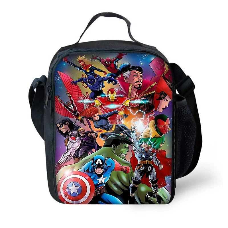 Marvel Cartoon Avengers Child Insulated Large Capacity Bag for Boy Girl Student Outdoor Picnic Resuable Thermal Cooler Lunch Box