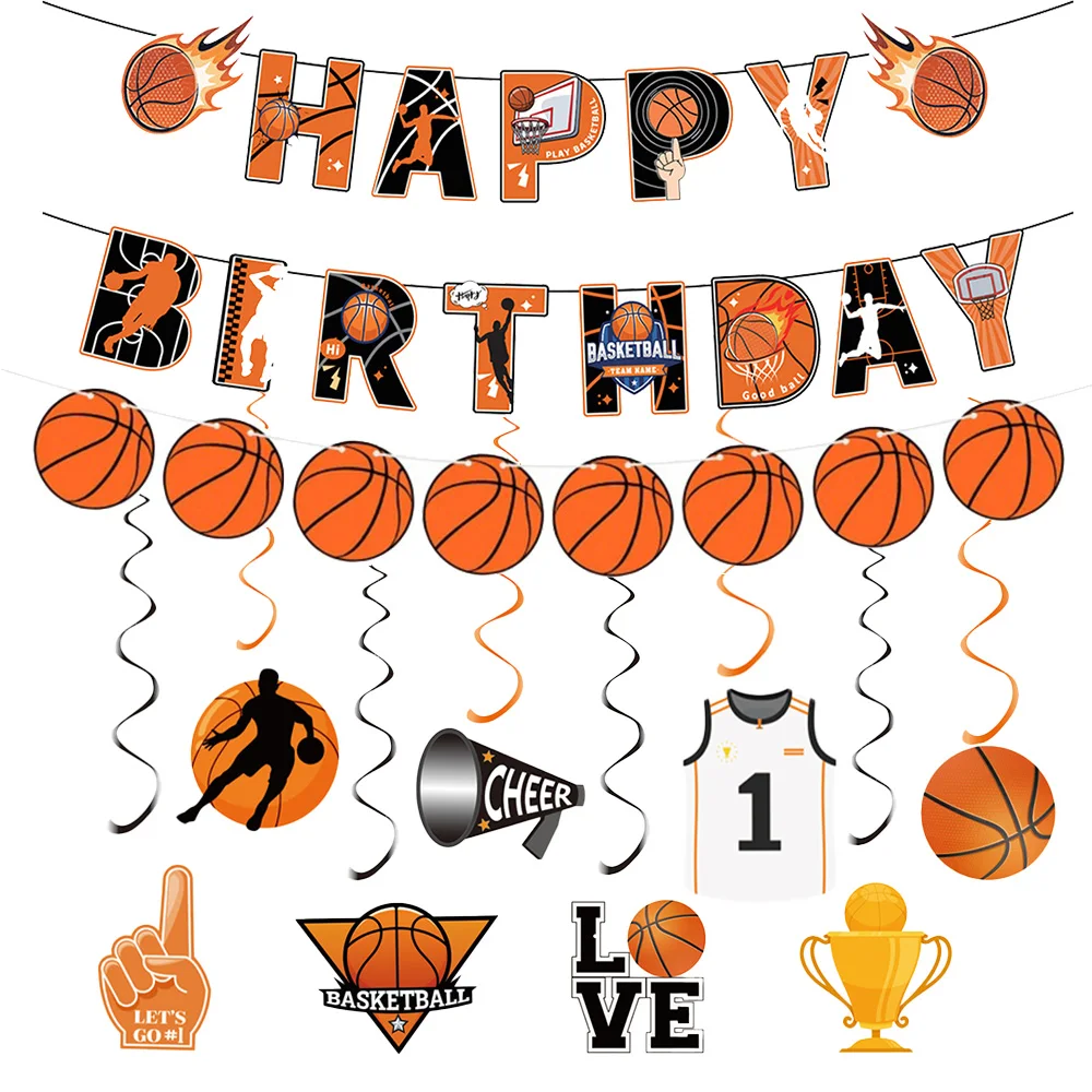 Basketball Birthday party Banners decor supplies Basketball Party Decoration banner Basketball Garlands hanging swirls decor