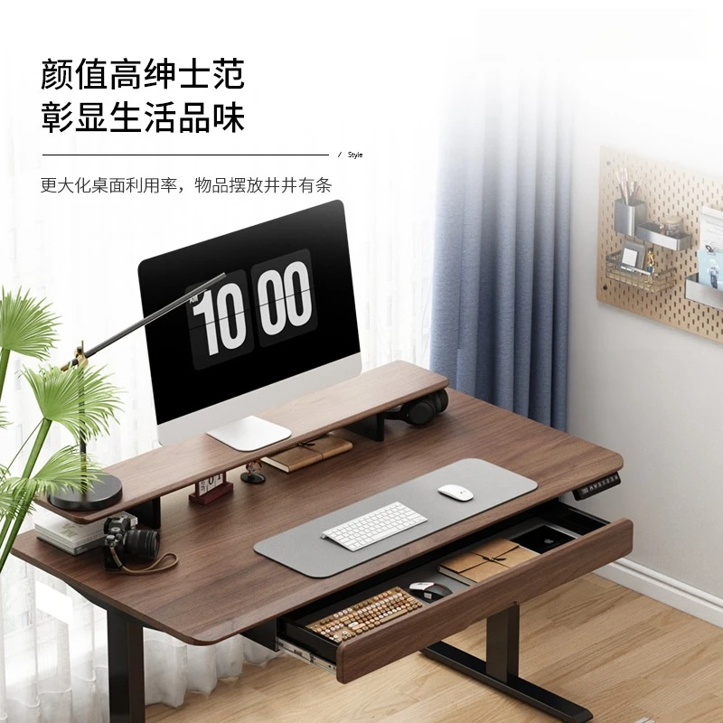 Table élévatrice électrique mobile, table d'ordinateur noire avec roulettes, bureau