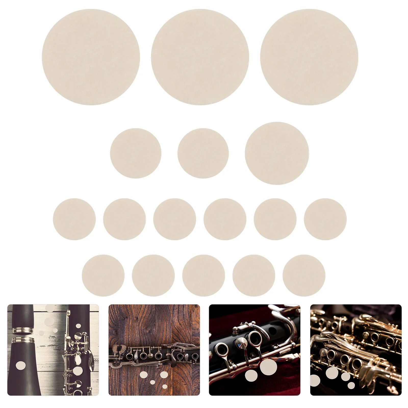 

17 Pcs Clarinet Sound Hole Pad Durable Sheep Casings Gasket Accessories Clarinet Supplies Easy Use Musical Instruments