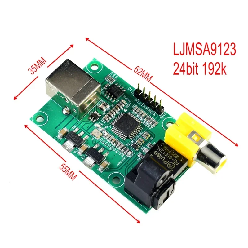 DLHiFi LJM USB إلى SPDIF لوح فك التشفير البصري ، DAC ، I2S الإخراج ، 24Bit ، K ، SA9123L ، SA9123 ، جديد