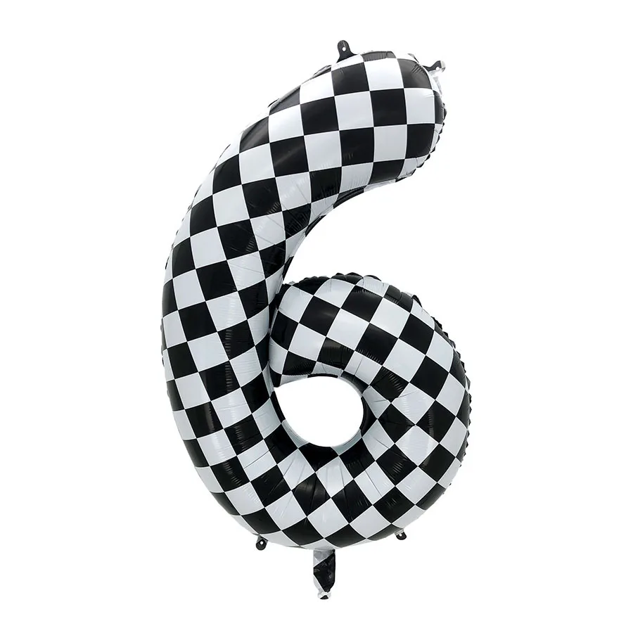 40 Zoll karierter digitaler Ballon, große schwarz-weiße Zahl 0–9, Folienballons für Rennwagen, Geburtstag, Motor, Party, Dekoration – Detail 15