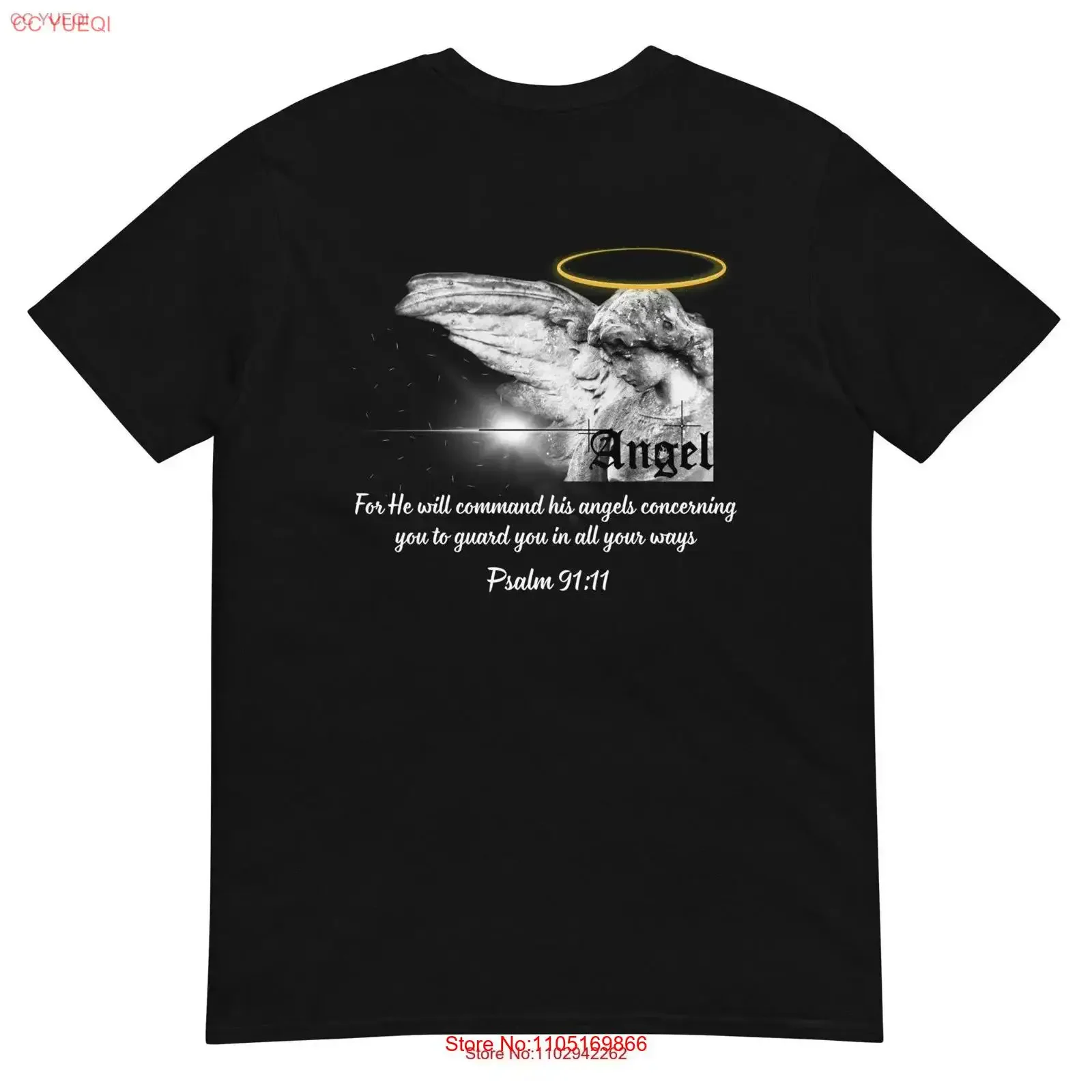 Psalm 91 11 Bible Verse Christian Faith T Shirt Book of Psalms Jesus God's Protection Angel vintage Washed Slightly Unisex
