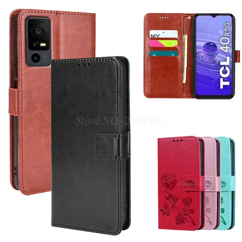 Phone Cover For TCL 40R 5G T771A Case Card Holers Protective Leather Wallet Flip Cover For Carcasas TCL 40 R 5G 6.6